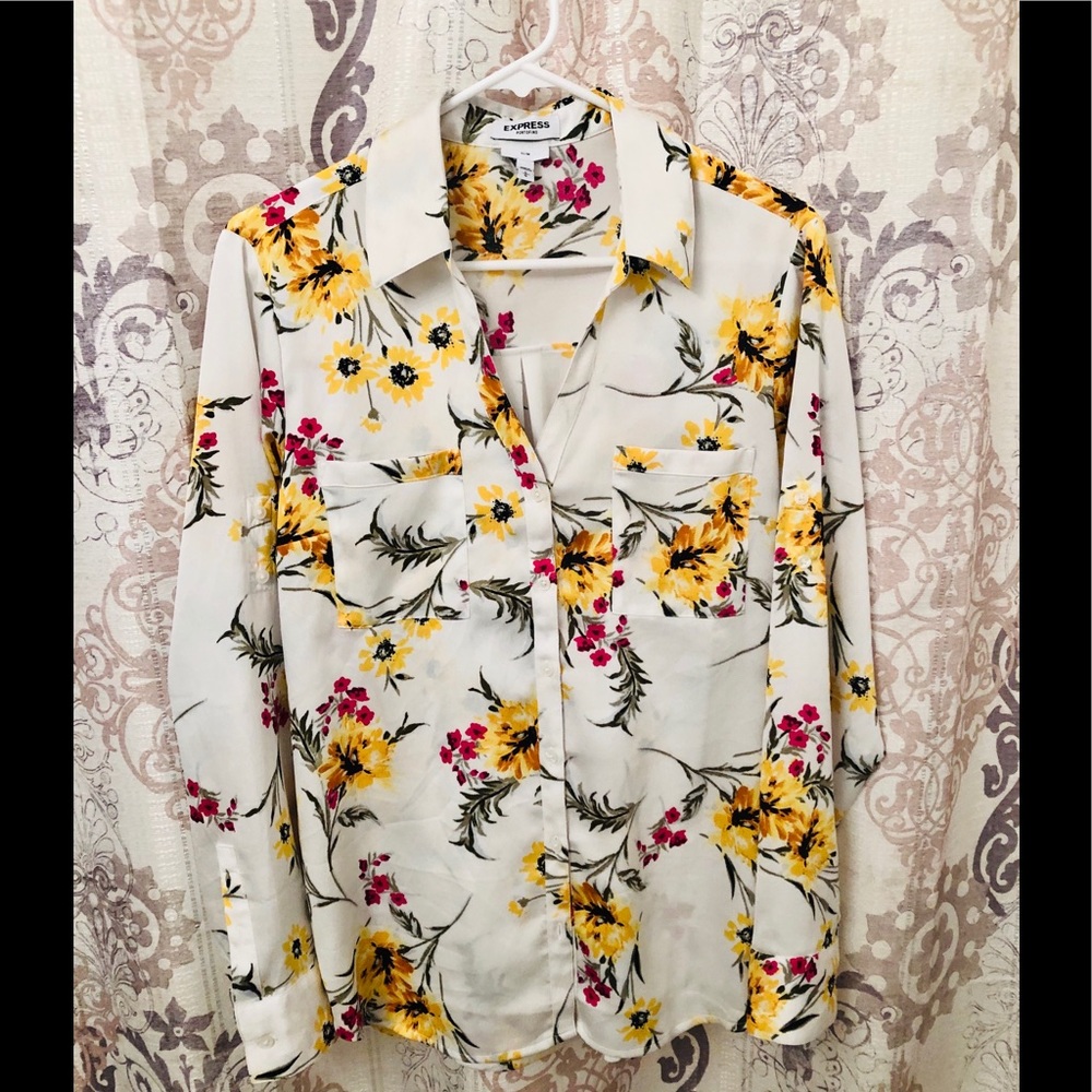 Express Slim Fit Floral Print Portofino Shirt